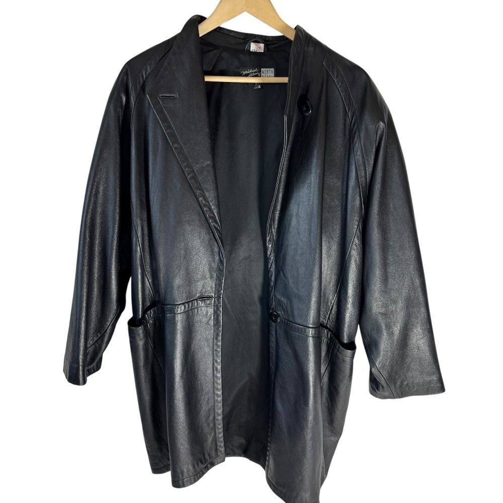 Michael Hoban North Beach Leather VTG Shawl‎ Collar Single Button Jacket Sz 7/8